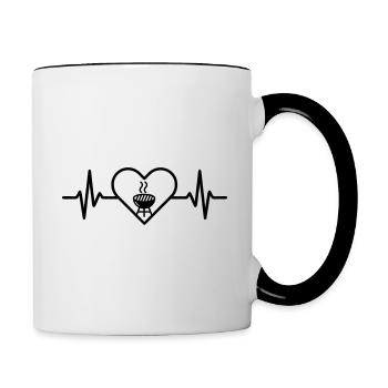 Heart Grill Barbecue Meat - Contrasting Mug - white/black - Right
