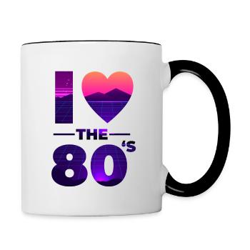 I Love The 80s Amour Cadeau de coeur vintage - Mug contrasté - blanc/noir - Droite