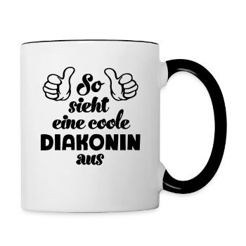 Diakonin Diakon Diakonie Glaube Kirche Religion - Tasse zweifarbig - Weiß/Schwarz - Rechts