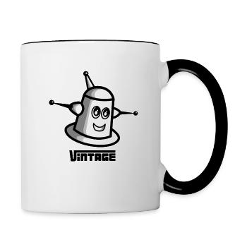 Robot vintage - low tech - Mug contrasté - blanc/noir - Droite