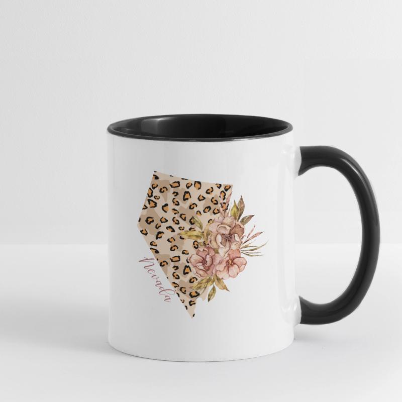 Nevada Leopard Pattern Map Leo Contrasting Mug