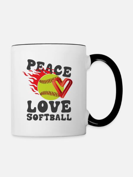 Mädchen Frieden Liebe Softball - Tasse zweifarbig - Weiß/Schwarz