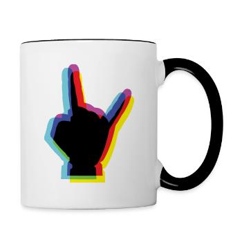 ROCK YOUR OUTFIT with this CMYK split color design - Contrasting Mug - white/black - Right