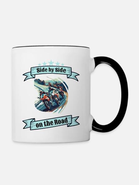 Biker Brotherhood Motorcycle Tour Motorcycle Gift - Contrasting Mug - white/black