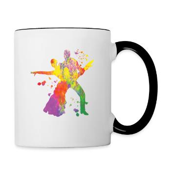 Danseuse d’aquarelle de couple de danse latine - Mug contrasté - blanc/noir - Droite