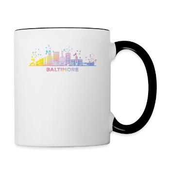 Baltimorean Watercolor Skyline Baltimore - Contrasting Mug - white/black - Right