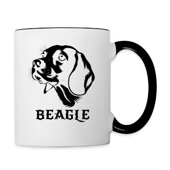 Beagle chien chien cacahuètes race de chien - Mug contrasté - blanc/noir - Droite