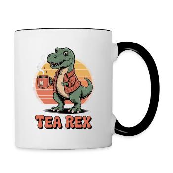 Thé Rex Dinosaure - Mug contrasté - blanc/noir - Droite