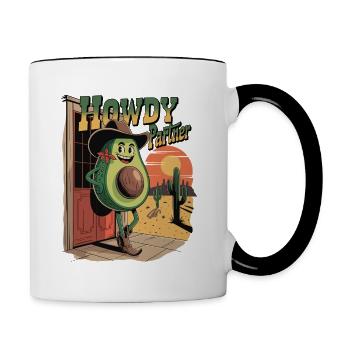 Avocado Cowboy Howdy Partner - Contrasting Mug - white/black - Right