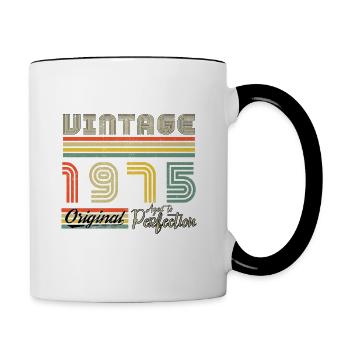 1975 Anniversaire vintage rétro né en 1975 - Mug contrasté - blanc/noir - Droite