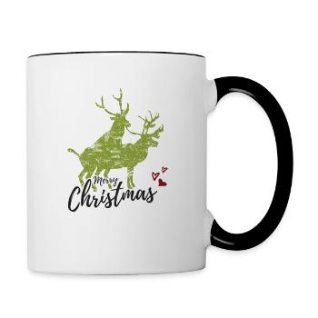 Merry Christmas Rentiere Sex Geschenkidee - Tasse zweifarbig - Weiß/Schwarz - Rechts