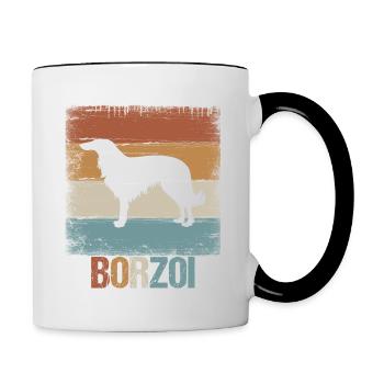 Barsoi Borzoi Cadeau de lévriers russe - Mug contrasté - blanc/noir - Droite