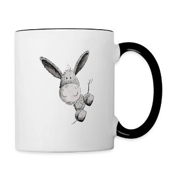Happy donkey I donkey I animal motif - Contrasting Mug - white/black - Right