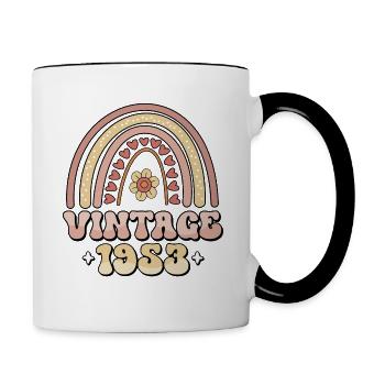 Vintage 1953 Retro Vintage Cadeau d’anniversaire - Mug contrasté - blanc/noir - Droite