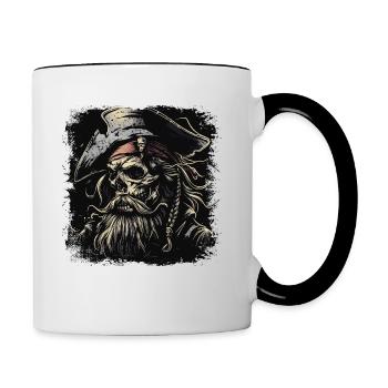 Crâne de pirate - Mug contrasté - blanc/noir - Droite