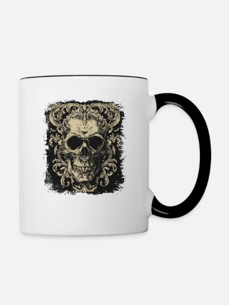 Gothic Schädel - Tasse zweifarbig - Weiß/Schwarz