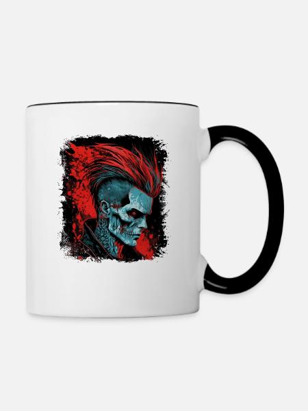 HorrorPunk Zombie Mohawk - Tasse zweifarbig - Weiß/Schwarz