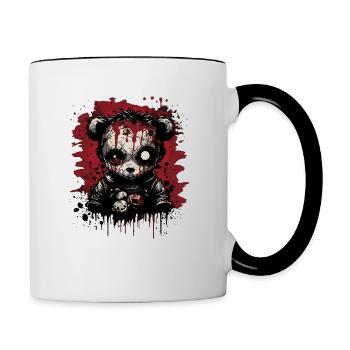 Ours en peluche effrayant mignon - Mug contrasté - blanc/noir - Droite