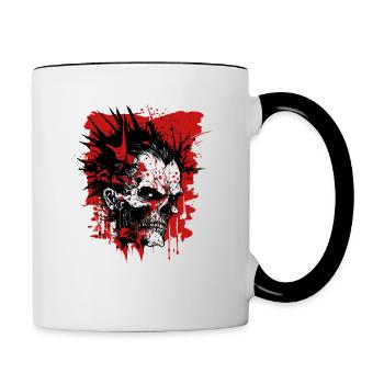 Horreur de mauvaise humeur Punk Zombie - Mug contrasté - blanc/noir - Droite