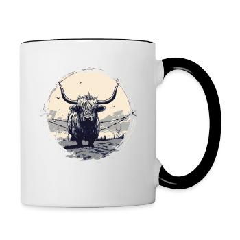 Bovins écossais des Highlands - Mug contrasté - blanc/noir - Droite