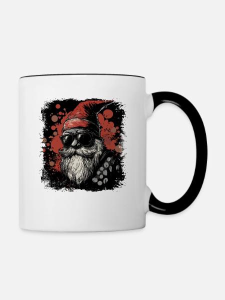Gartenzwerg Rocker - Tasse zweifarbig - Weiß/Schwarz