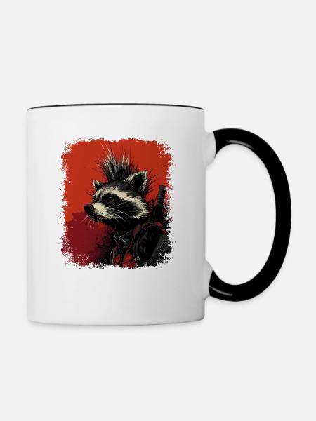 Waschbär Ninja Punk - Tasse zweifarbig - Weiß/Schwarz