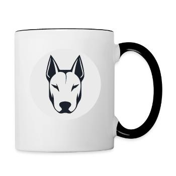 Bullterrier - Tasse zweifarbig - Weiß/Schwarz - Rechts