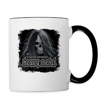 Die Situation erfordert Heavy Metal - Tasse zweifarbig - Weiß/Schwarz - Rechts