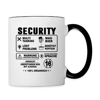 Achtung Security Sicherheitsdienst - Tasse zweifarbig - Weiß/Schwarz - Rechts