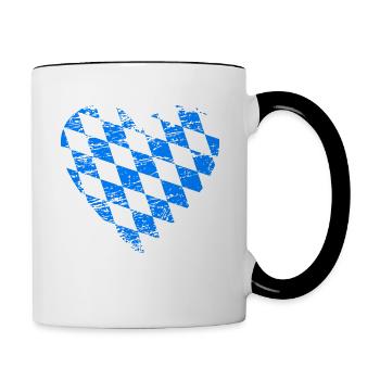 Drapeau de Bavière Coeur Vintage Used Look - Mug contrasté - blanc/noir - Droite