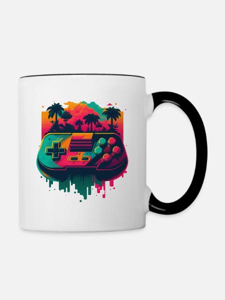Retro Konsole - Tasse zweifarbig - Weiß/Schwarz