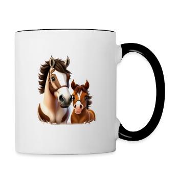 Horse Motif Horse Riding Foal Hobby Horsing - Contrasting Mug - white/black - Right