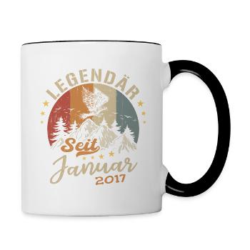 Légendaire depuis l'anniversaire de janvier 2017 - Mug contrasté - blanc/noir - Droite