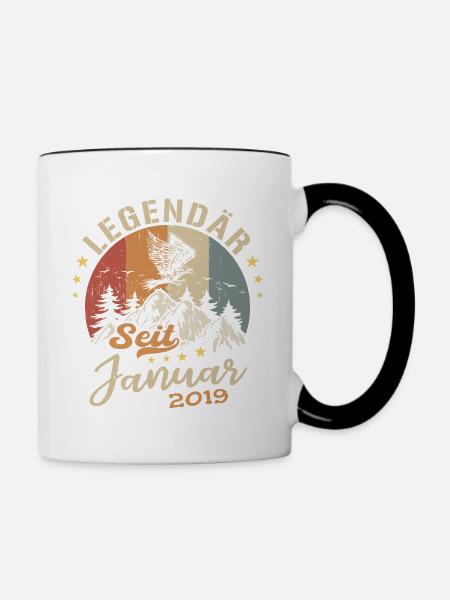 Legendär seit Januar 2019 Geburtstag - Tasse zweifarbig - Weiß/Schwarz