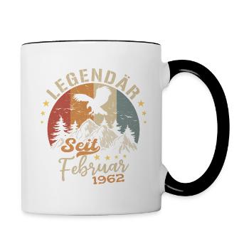 Légendaire depuis février 1962 Anniversaire 1962 - Mug contrasté - blanc/noir - Droite