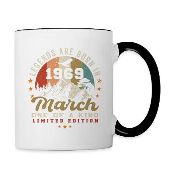 März 1969 Jahrgang Geburtstag Retro Geschenk - Tasse zweifarbig - Weiß/Schwarz - Rechts