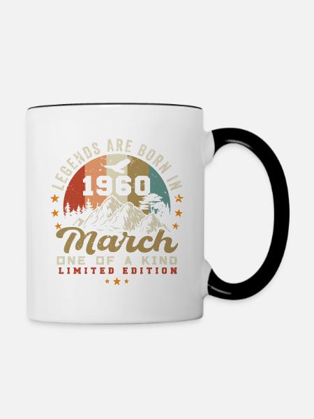 März 1960 Jahrgang Geburtstag Retro Geschenk - Tasse zweifarbig - Weiß/Schwarz