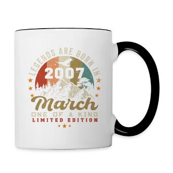 March 2007 Vintage Birthday Retro Gift - Contrasting Mug - white/black - Right