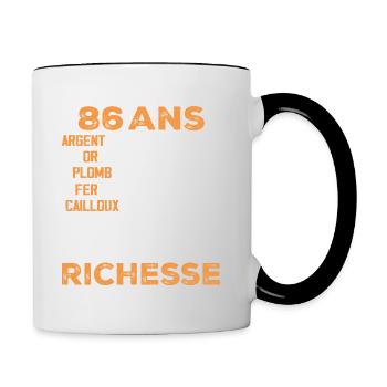 86 Jahre alt lustiges Geburtstagsgeschenk 86 Jahre altes Geschenk - Tasse zweifarbig - Weiß/Schwarz - Rechts