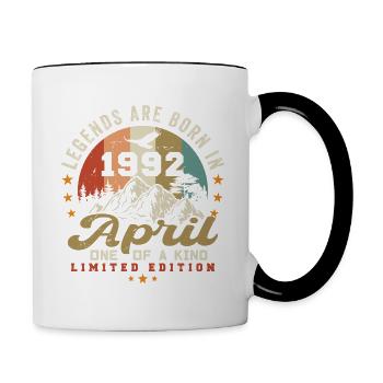 Avril 1992 Vintage Born Vintage Anniversaire - Mug contrasté - blanc/noir - Droite