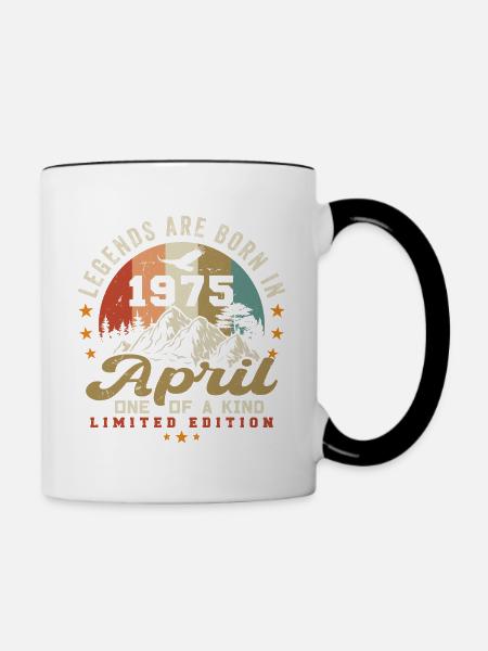 April 1975 Jahrgang geboren Vintage Geburtstag - Tasse zweifarbig - Weiß/Schwarz