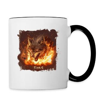 Fenris Wolf Edda Odin Viking Vikings Wikinger - Tasse zweifarbig - Weiß/Schwarz - Rechts