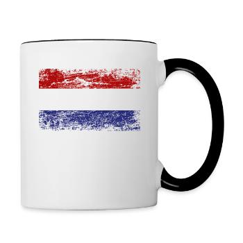 Pays-Bas Pavillon Used Look Amsterdam Vintage - Mug contrasté - blanc/noir - Droite