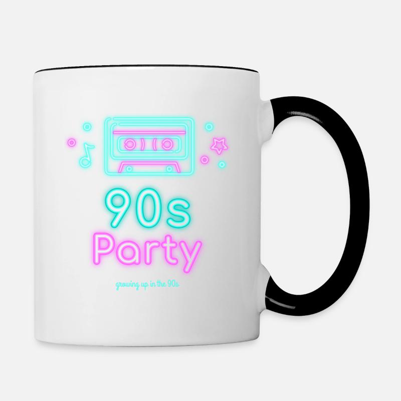 90s Party Neon - Tasse zweifarbig - Weiß/Schwarz