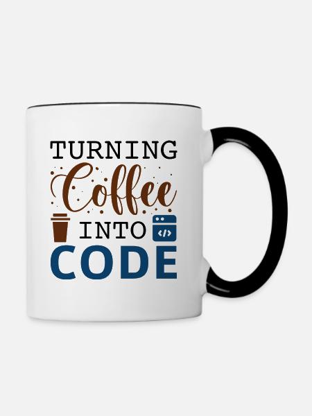 Kaffee in Code verwandeln - Tasse zweifarbig - Weiß/Schwarz
