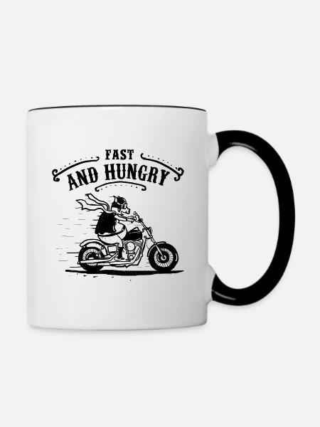 Schnell und hungrig! - Tasse zweifarbig - Weiß/Schwarz