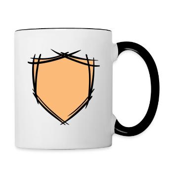 Schild / Wappen Symbol. Hand gezeichnet. Vorlage - Tasse zweifarbig - Weiß/Schwarz - Rechts