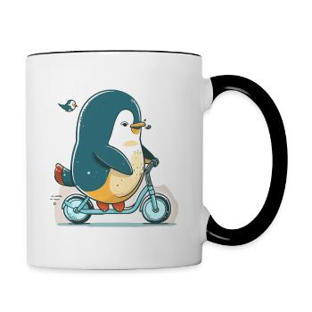 Der Pedalpinguin - Tasse zweifarbig - Weiß/Schwarz - Rechts