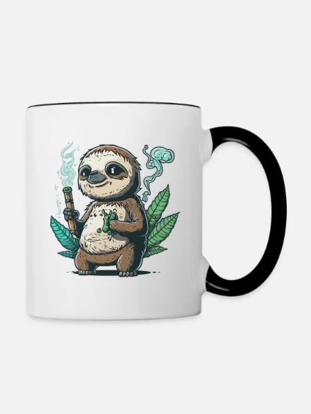 Faultier-Modus - Tasse zweifarbig - Weiß/Schwarz