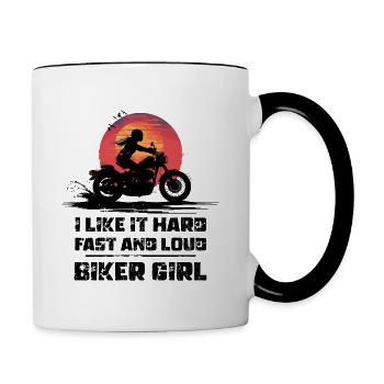 Biker Girl Motorrad Mädchen Frau - Tasse zweifarbig - Weiß/Schwarz - Rechts